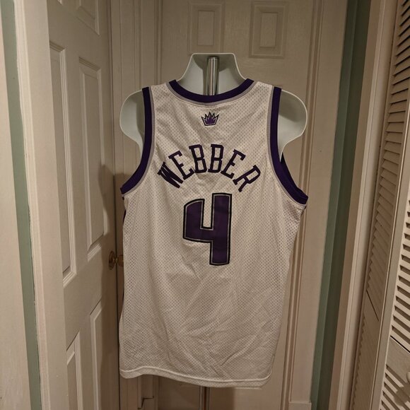 Vintage Nike Sacramento Kings Chris Webber Jersey #4 Men's XL NBA White Purple - Picture 8 of 14